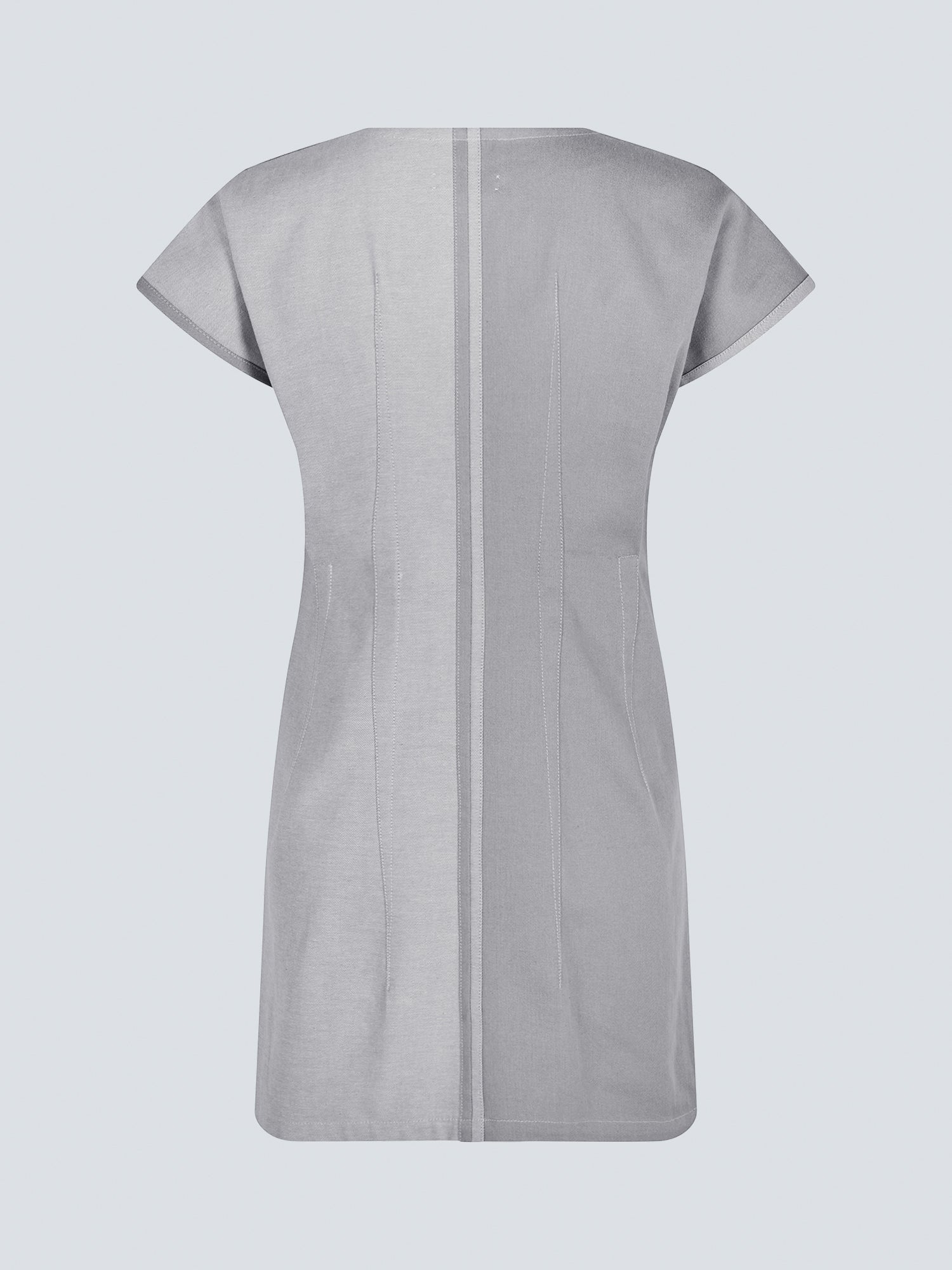 LINÉ, Twill Tweaks,  Mini Dart Dress, Grey  - Mini dress - Dart details at front and back - Seam details at center front, center back, side seams and shoulders  Model is 168cm and wears size 38 Made-to-order Produced locally in Denmark Material: 100% GOTS certified organic cotton twill